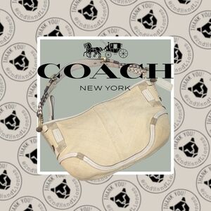 Coach • Angora Straw Purse w/ White Leather
